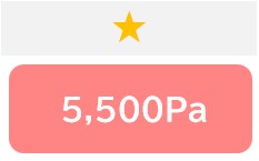 ★
吸引力5,500Pa