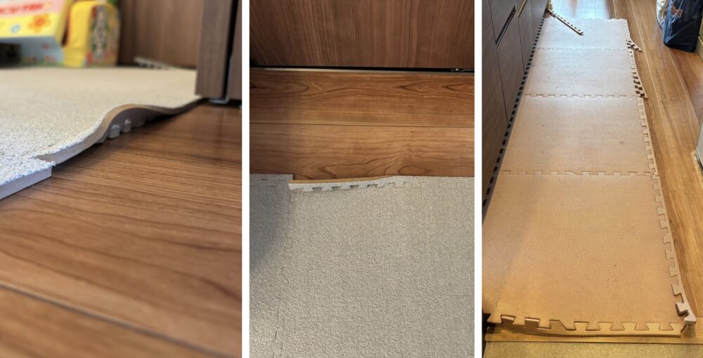 ジョイントマットのフチがメインブラシによってめくられた状況